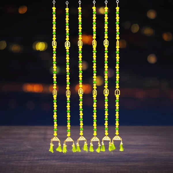 yellow-green-pompom-diwali-latkan-with-golden-bell-best-for-festivals-weddings