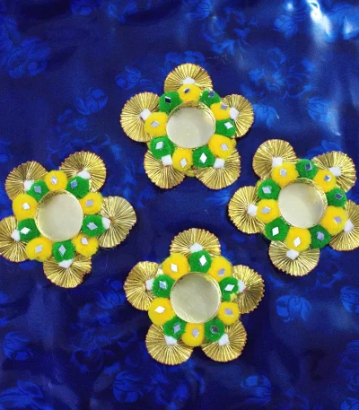 Handmade-Decorative-Pom-Pom-Diya-Holders-–-Set-of-4
