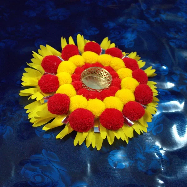 decorative-pompom-rangoli-with-diya-holder