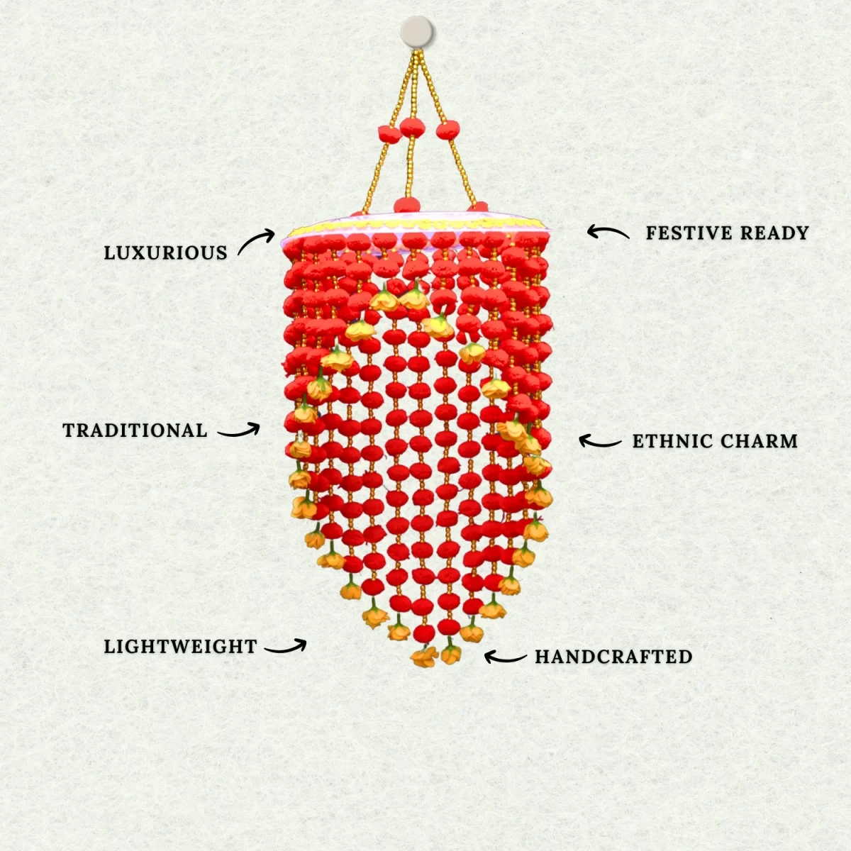 red-pompom-diwali-jhumar-with-yellow-flower
