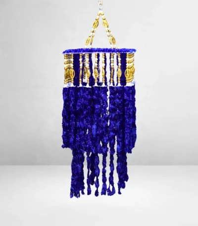 royal-blue-woolen-beaded-jhumar