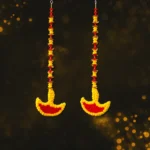 Yellow & Red Pom Pom Diya Shape Latkan for Diwali Decoratio