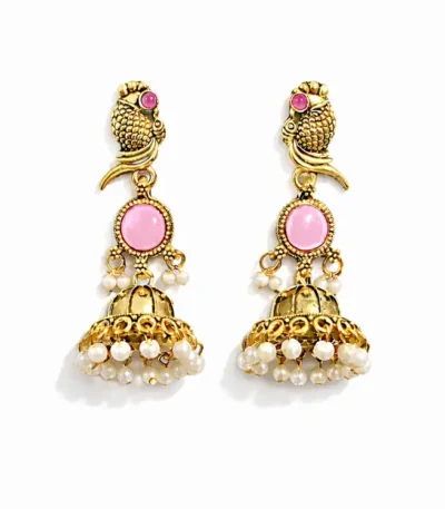 gold-plated-peacock-jhumka-earrings-babypink