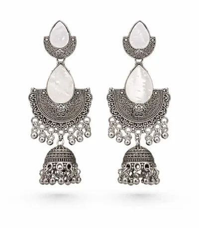 oxidized-silver-half-moon-jhumka-earrings