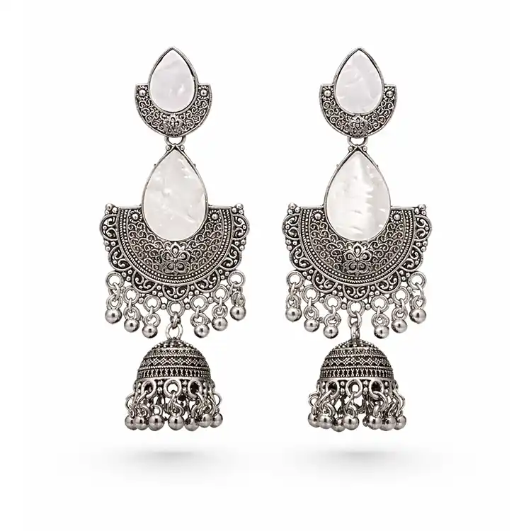 oxidized-silver-half-moon-jhumka-earrings