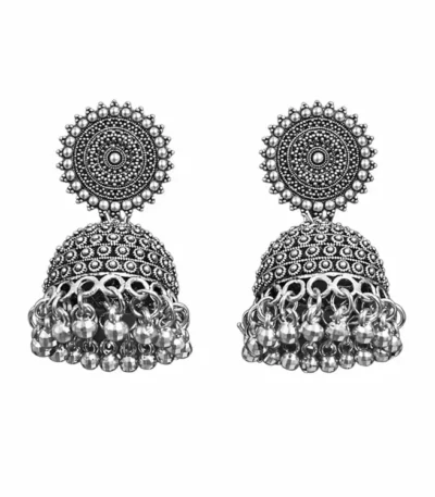 traditional-oxidized-silver-jhumka-earrings-for-women